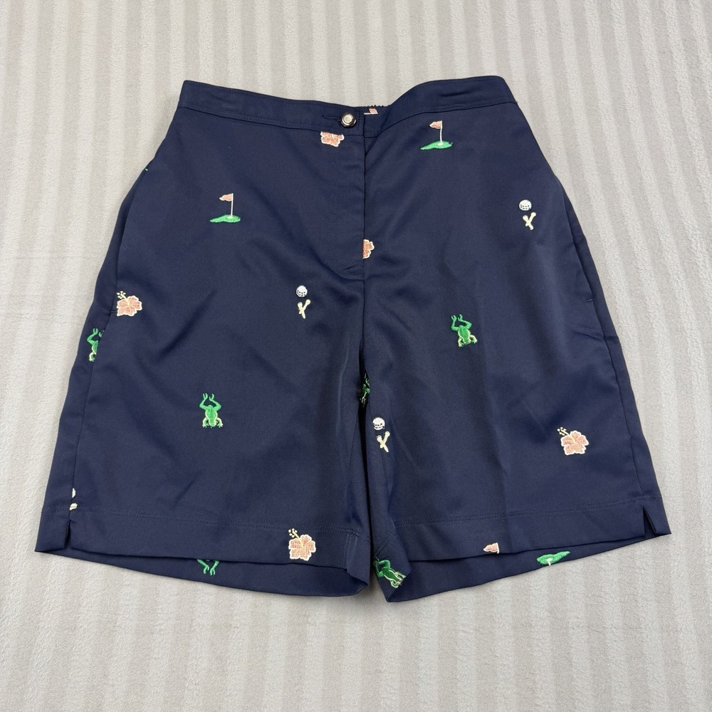 Coral Bay Women's Golf Flat Front Embroidered Shorts Palm Trees Golf Club Size4P